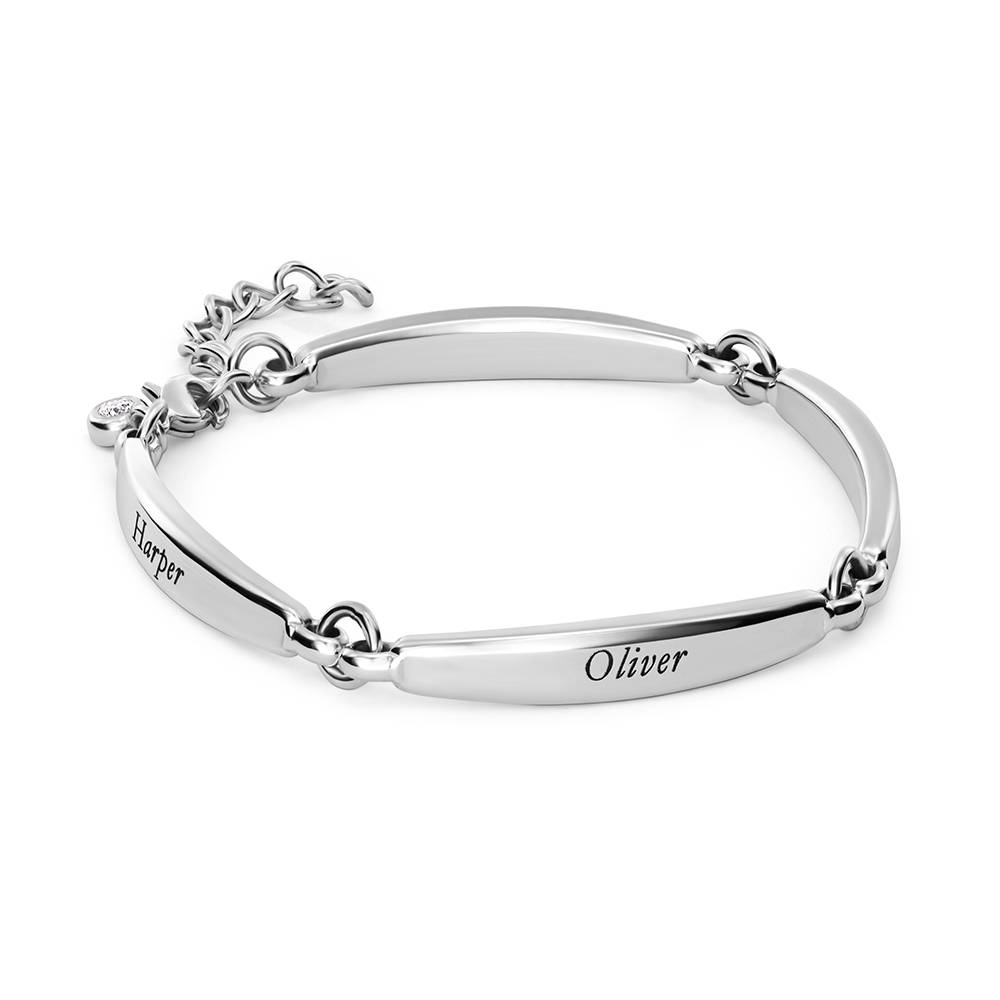 Chapters Engraved Bar Bracelet in Silver with 0.10CT Diamond-1 product photo