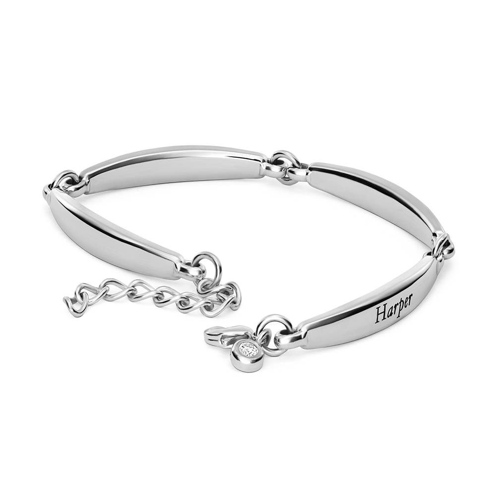 Chapters Engraved Bar Bracelet in Silver with 0.10CT Diamond-4 product photo