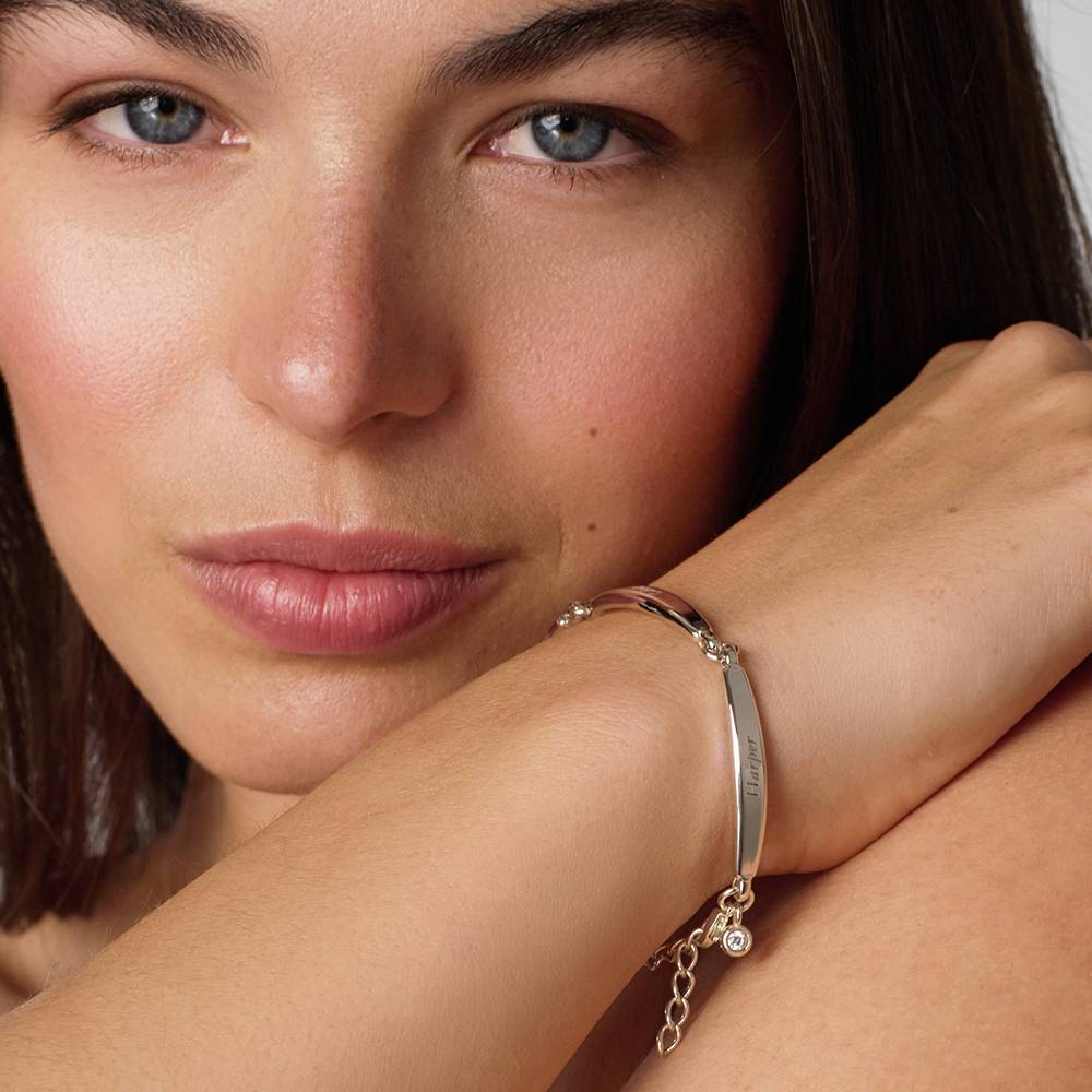 Chapters Engraved Bar Bracelet in Silver with 0.10CT Diamond-2 product photo