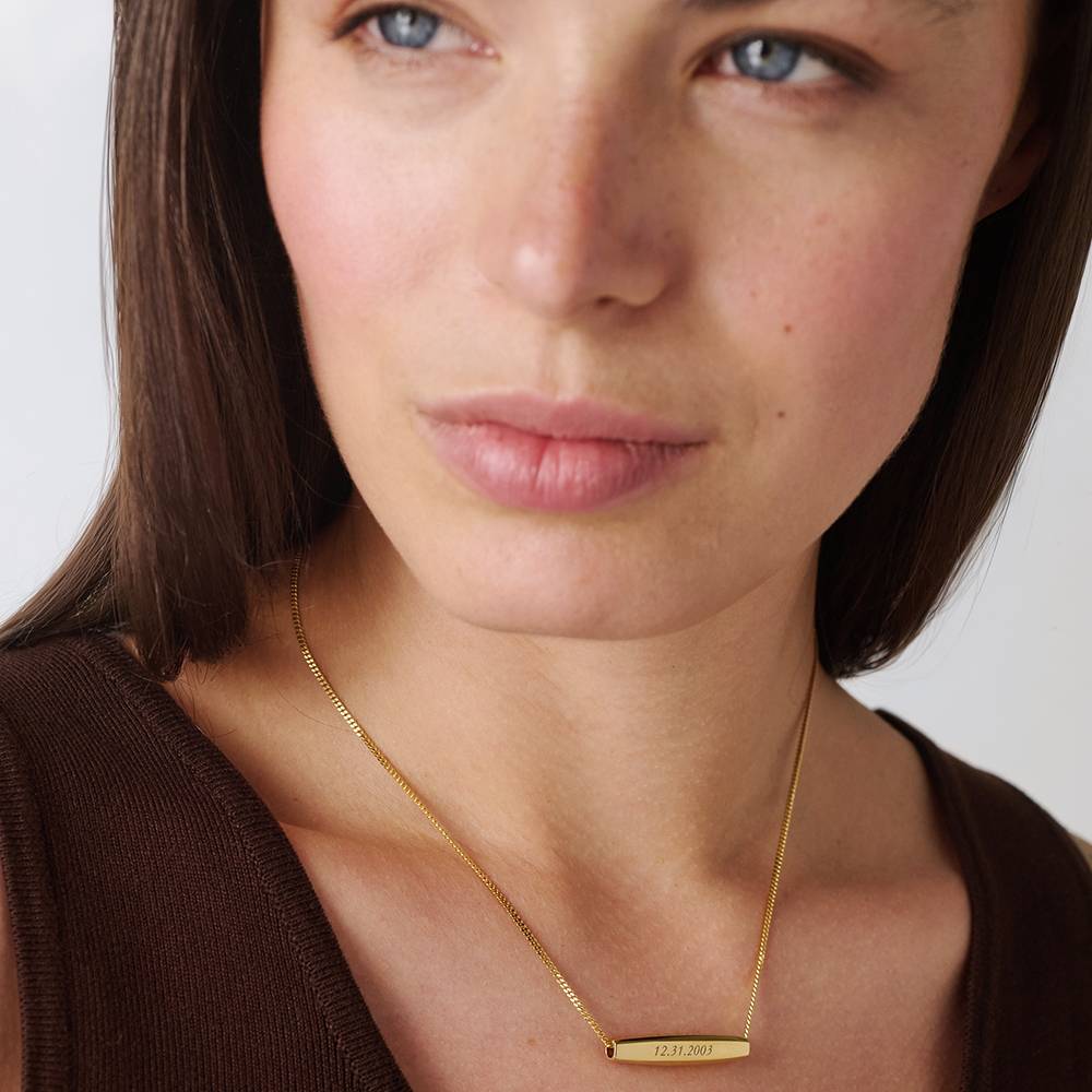 Chapters Engraved Spinning Bar Necklace in Gold Plating-5 product photo