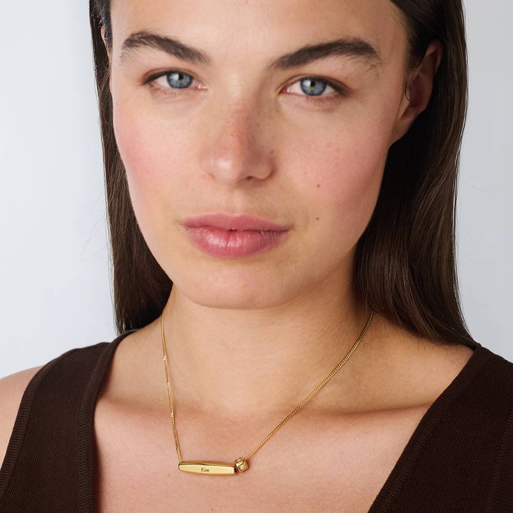 Chapters Engraved Spinning Bar Necklace in Gold Plating with 0.08CT Diamond-2 product photo