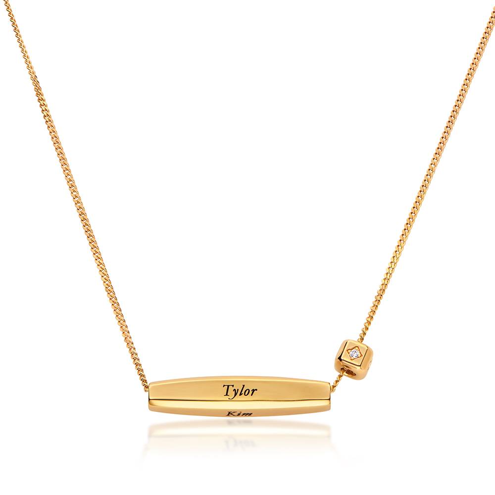 Chapters Engraved Spinning Bar Necklace in Gold Plating with 0.08CT Diamond-1 product photo