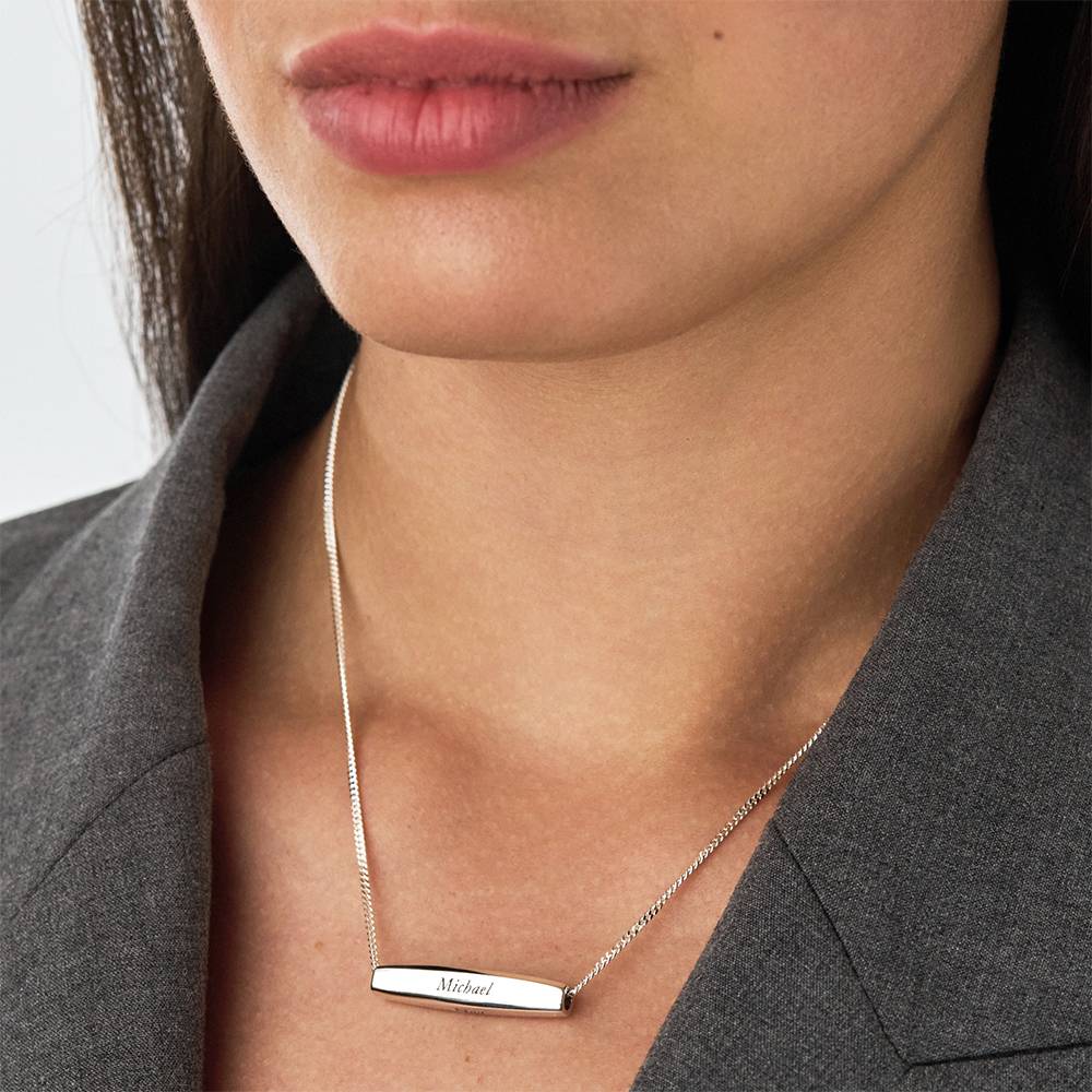 Chapters Engraved Spinning Bar Necklace in Silver-5 product photo