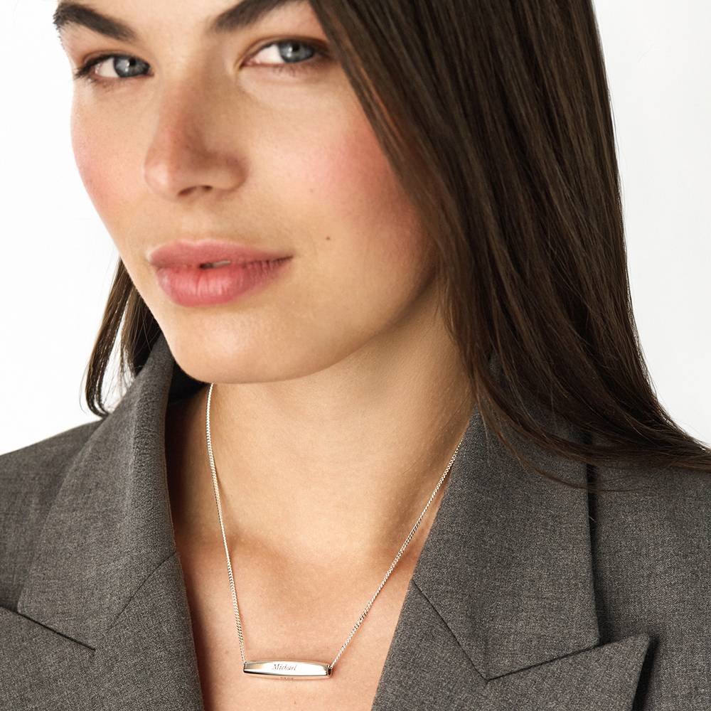 Chapters Engraved Spinning Bar Necklace in Silver-2 product photo