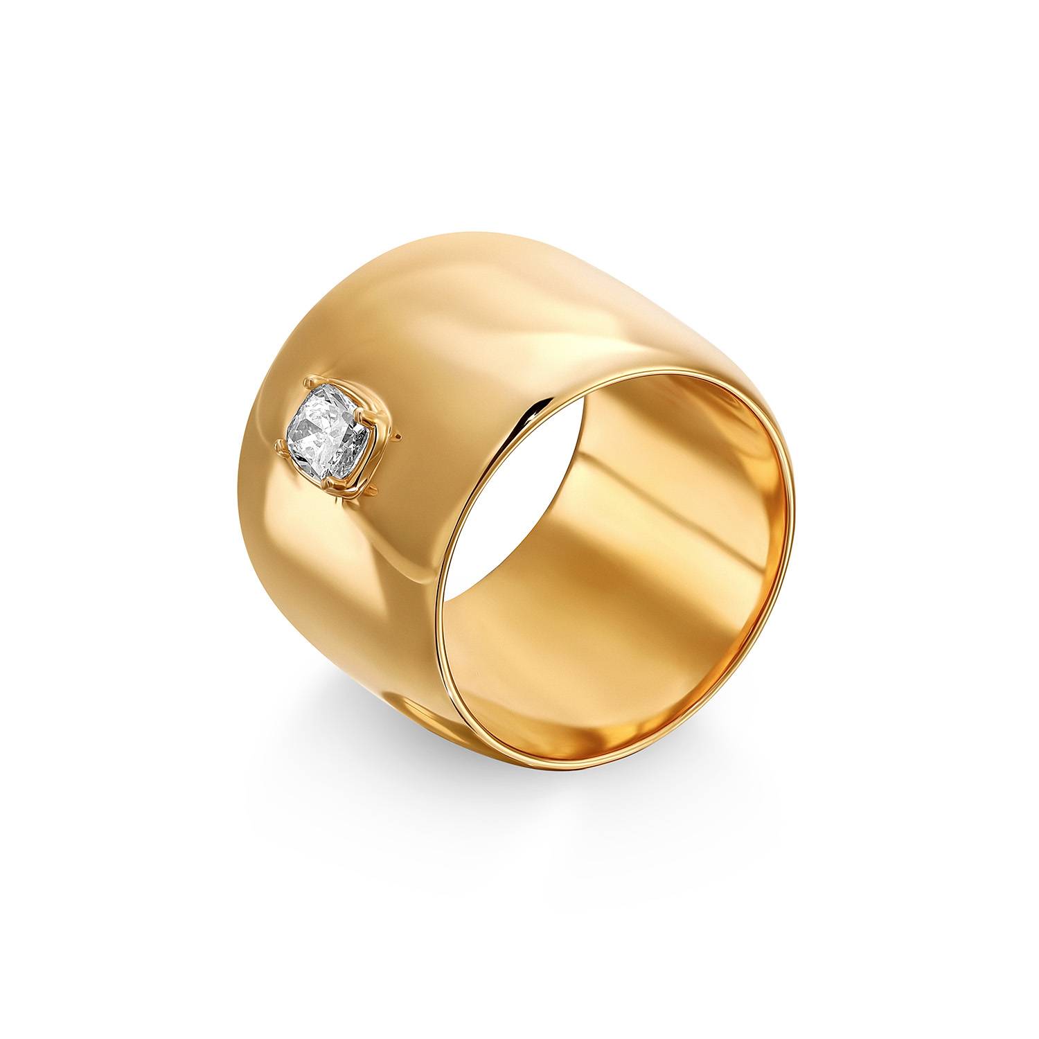 Cigar Ring in Gold Plating with 0.30CT Cushion Diamond