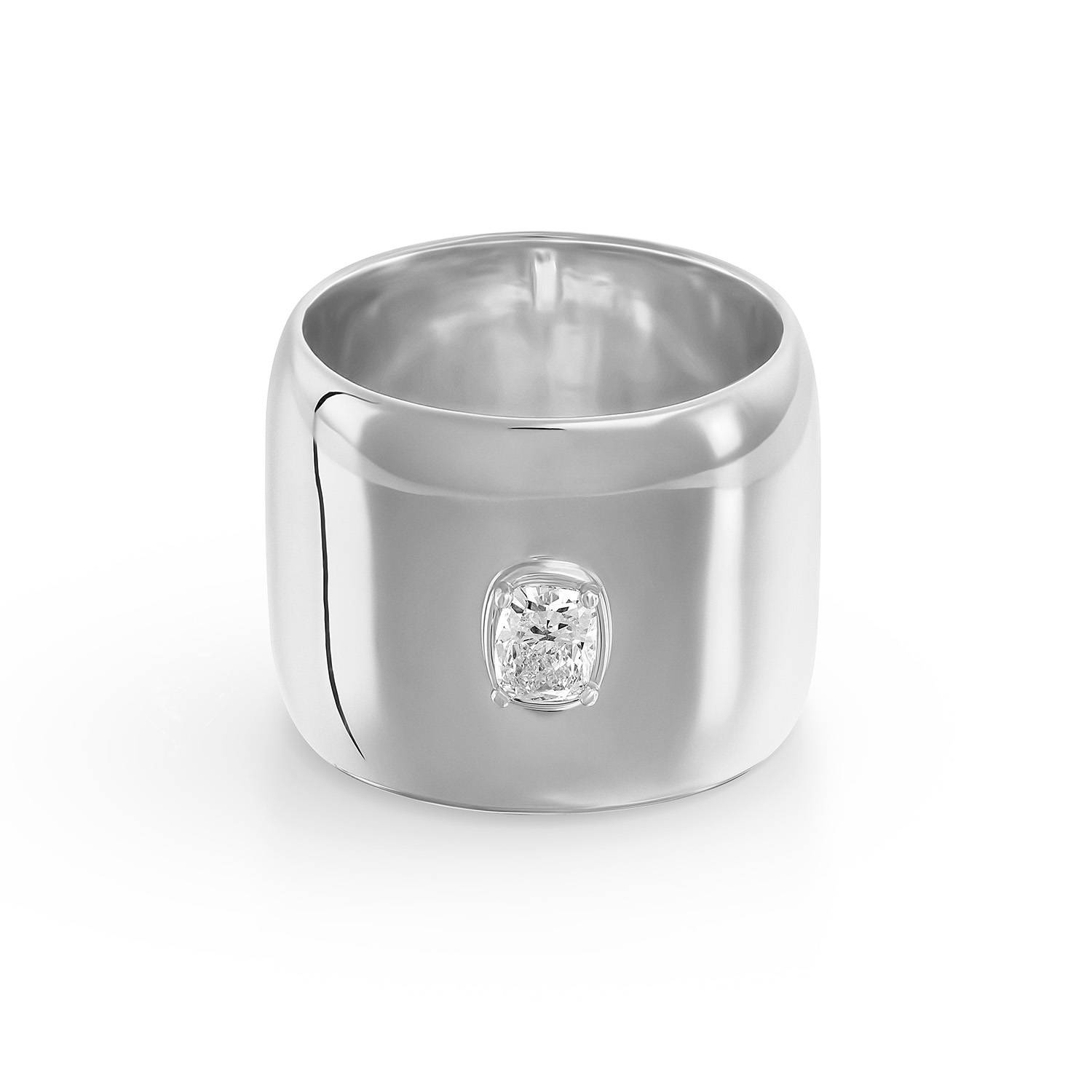 Cigar Ring in Silver Plating with 0.30CT Cushion Diamond-3 product photo