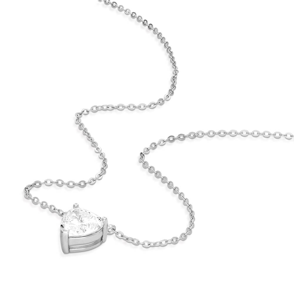 Classic Heart Necklace in Silver with Cubic Zirconia-1 Classic Heart Necklace in Silver with Cubic Zirconia-1 product photo