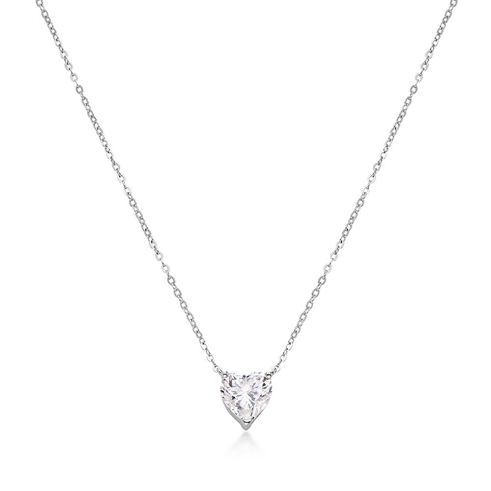 Classic Heart Necklace in Silver with Cubic Zirconia-2 Classic Heart Necklace in Silver with Cubic Zirconia-2 product photo