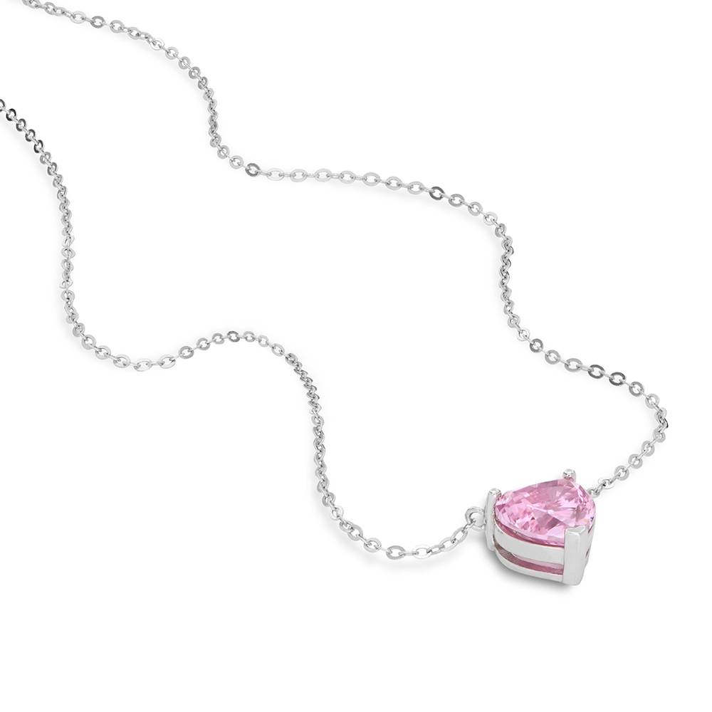 Classic Heart Necklace in Silver with Light Pink Cubic Zirconia-1 Classic Heart Necklace in Silver with Light Pink Cubic Zirconia-1 product photo