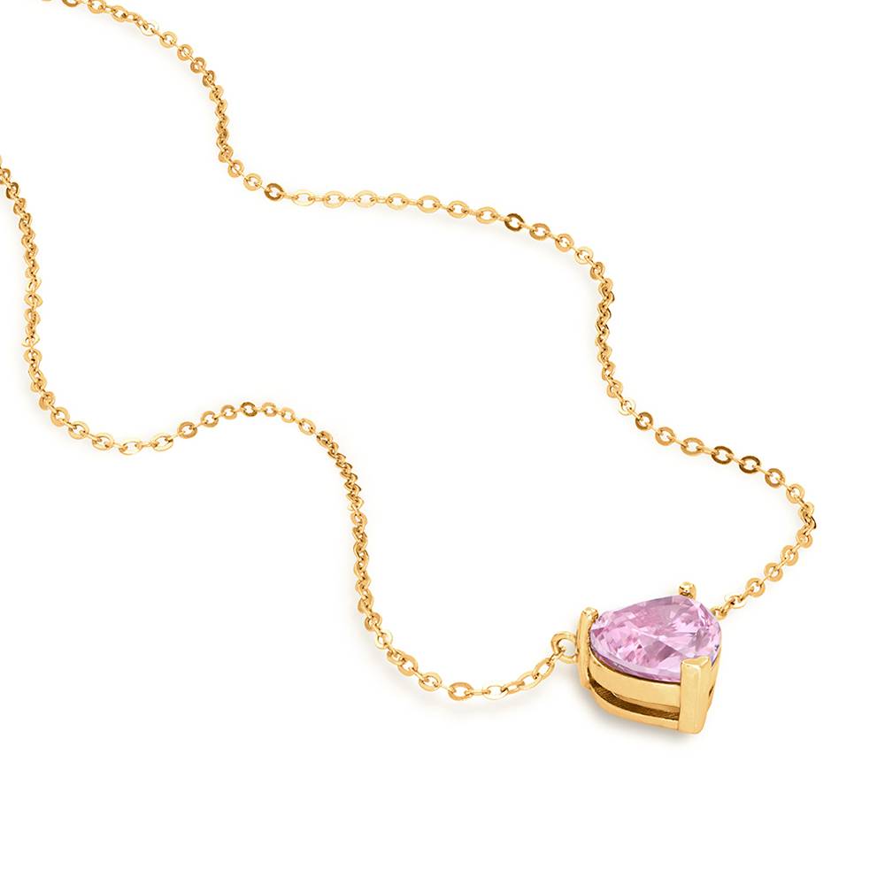 Classic Heart Necklace in Vermeil with Light Pink Cubic Zirconia-2 Classic Heart Necklace in Vermeil with Light Pink Cubic Zirconia-2 product photo