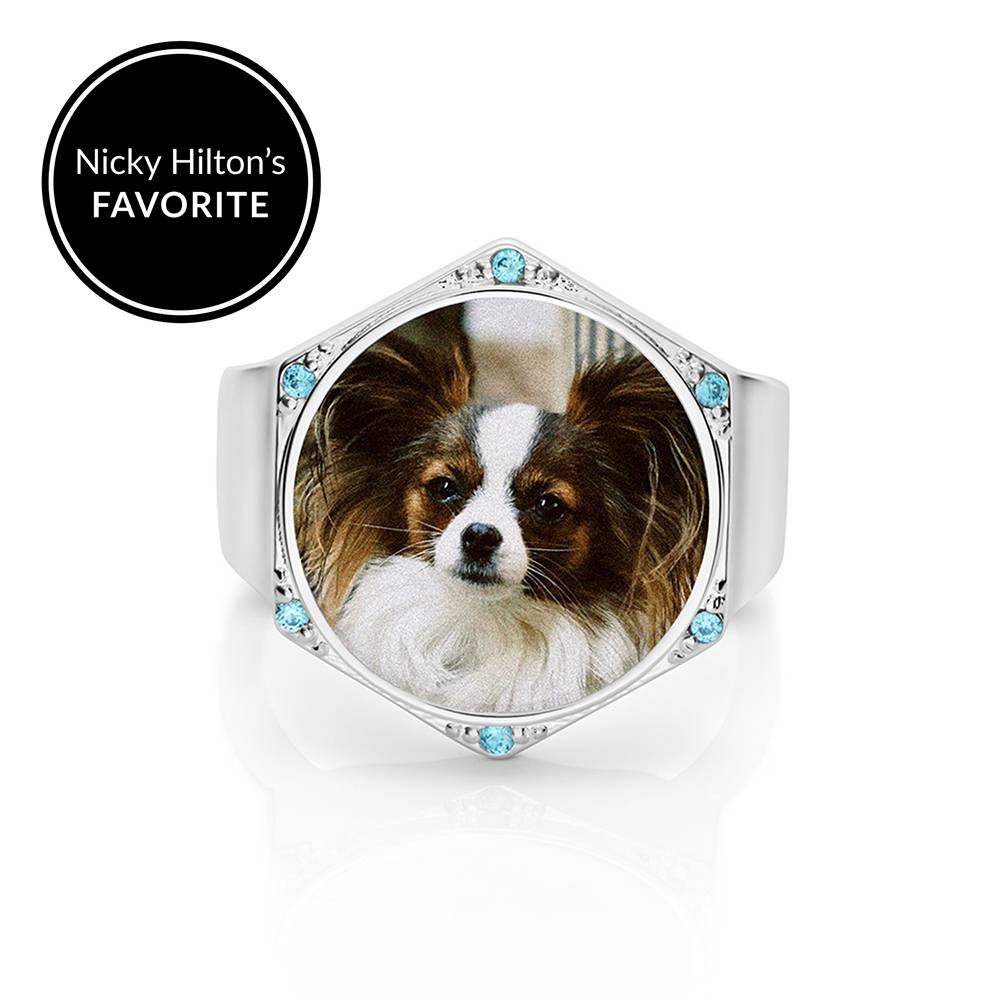 Coco Hexagon Photo Ring in Silver-4 product photo