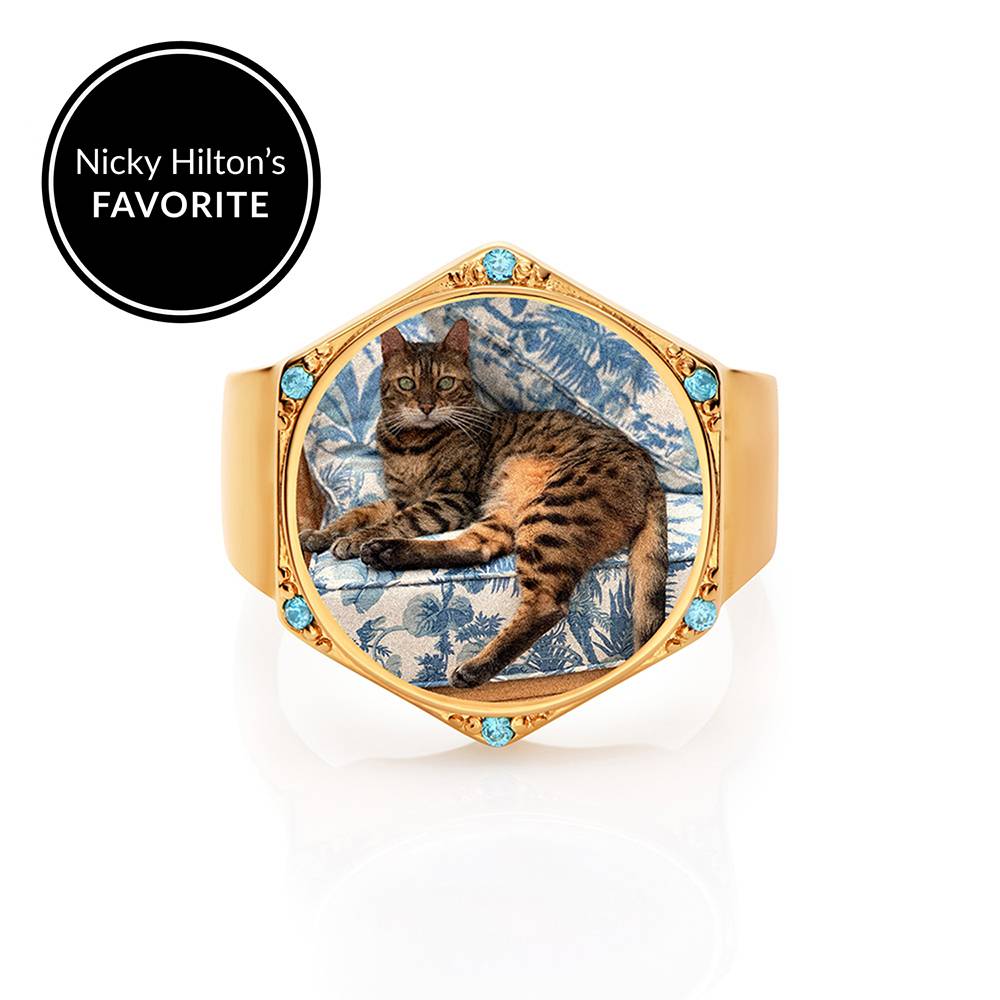 Coco Hexagon Photo Ring in Gold Plating-4 product photo
