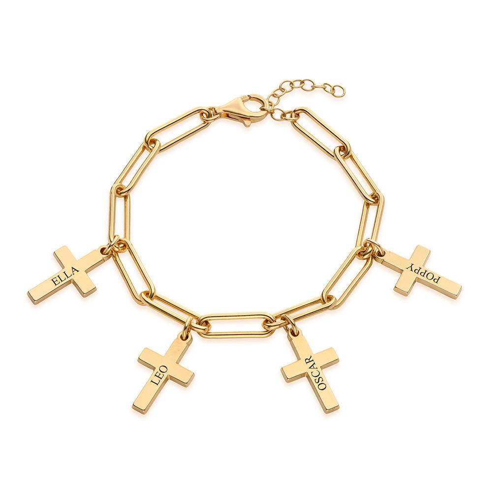 Cross Chain Link Bracelet with Custom Charms in 18ct Gold Plating-2 Cross Chain Link Bracelet with Custom Charms in 18ct Gold Plating-2 product photo