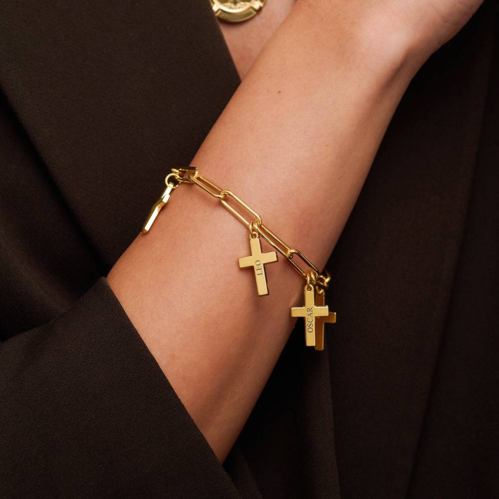 Cross Chain Link Bracelet with Custom Charms in 18ct Gold Plating-3 Cross Chain Link Bracelet with Custom Charms in 18ct Gold Plating-3 product photo