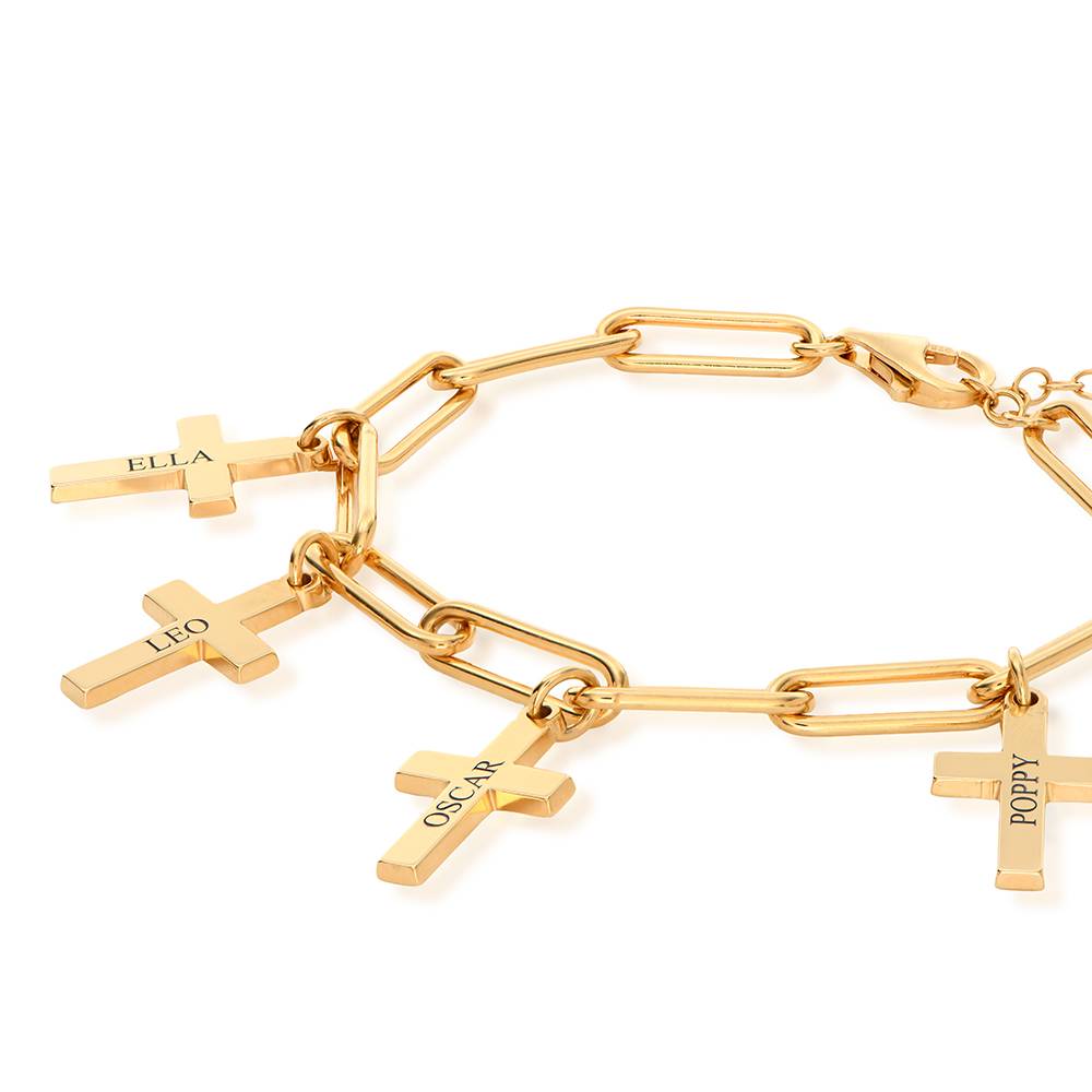 Cross Chain Link Bracelet with Custom Charms in 18ct Gold Vermeil-4 Cross Chain Link Bracelet with Custom Charms in 18ct Gold Vermeil-4 product photo