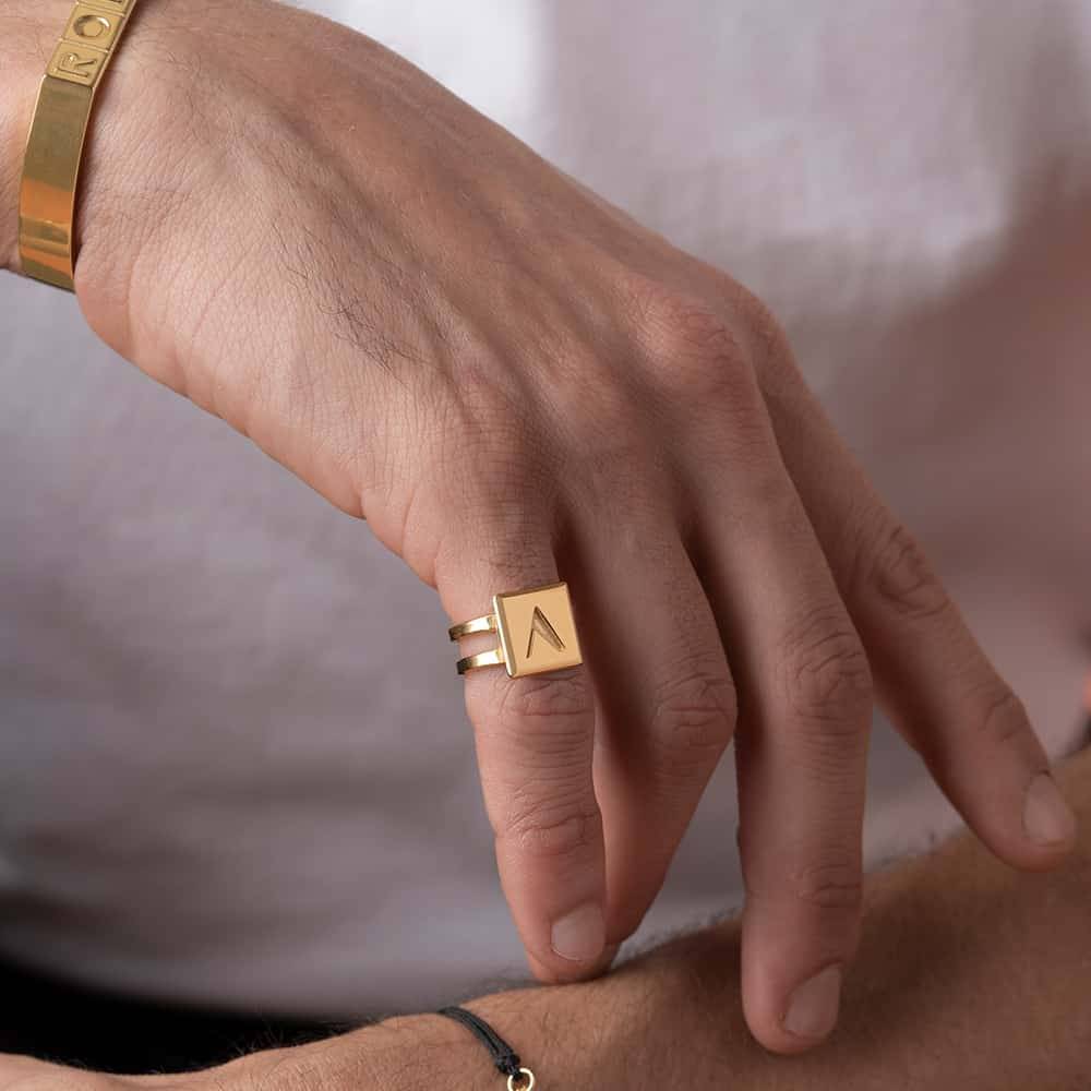Cubic Initial Ring in 18ct Gold Vermeil-3 product photo