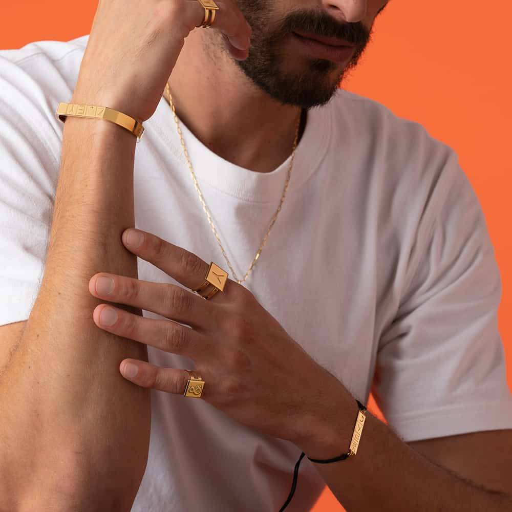 Cubic Initial Ring in 18ct Gold Vermeil-4 product photo