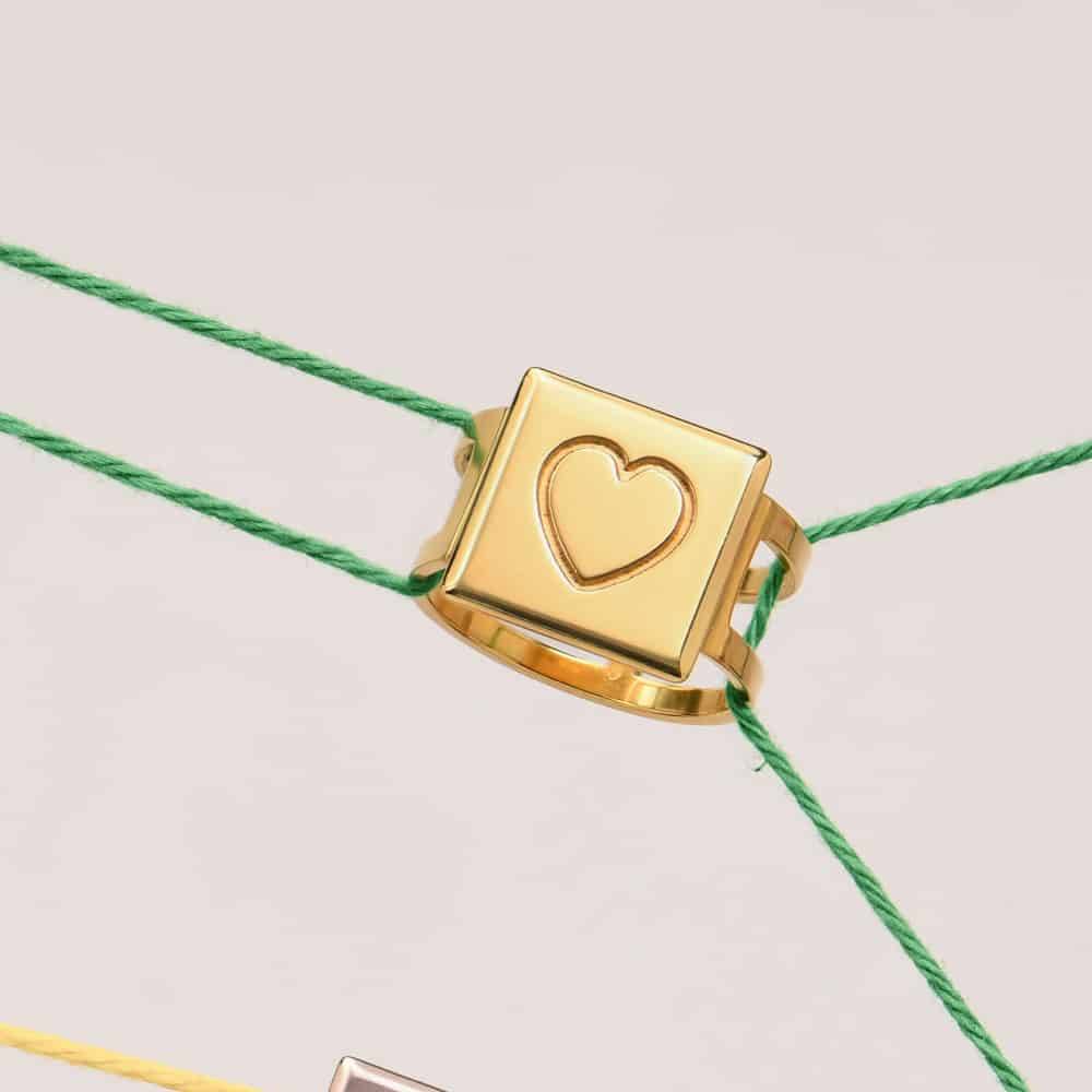 Cubic Initial Ring in 18ct Gold Vermeil-7 product photo