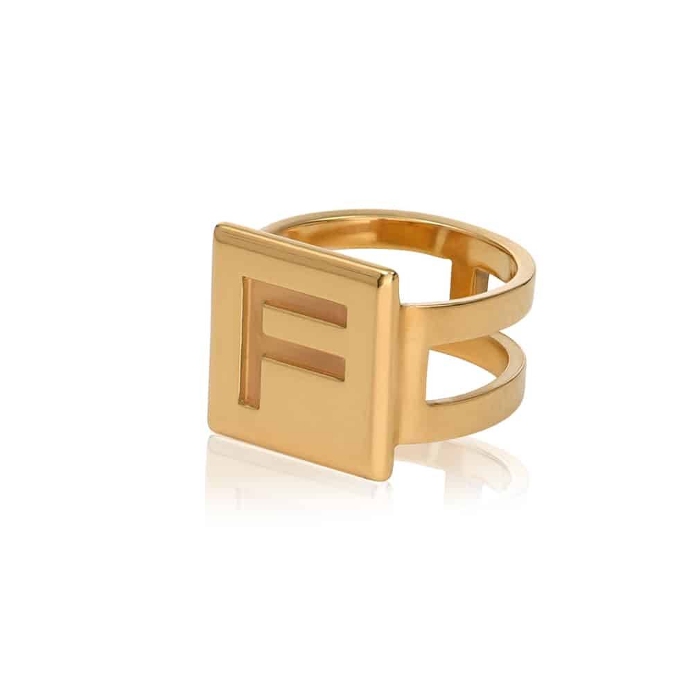 Cubic Initial Ring in 18ct Gold Vermeil-2 product photo