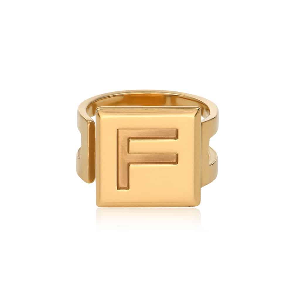 Cubic Initial Ring in 18ct Gold Vermeil-8 product photo
