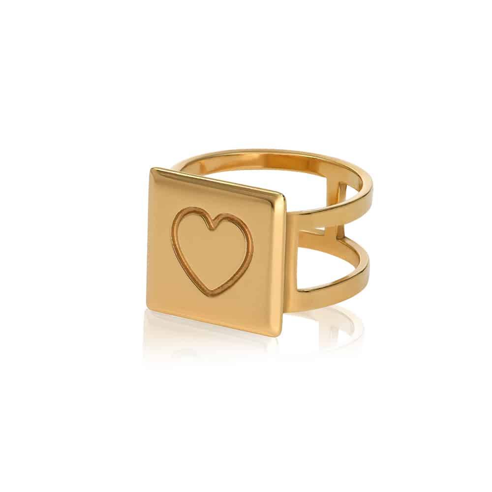 Cubic Initial Ring in 18ct Gold Vermeil-9 product photo