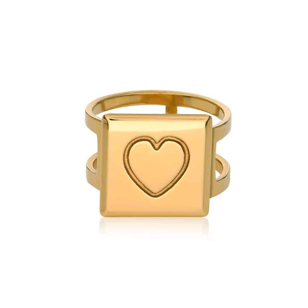 Cubic Initial Ring in 18ct Gold Vermeil-5 product photo