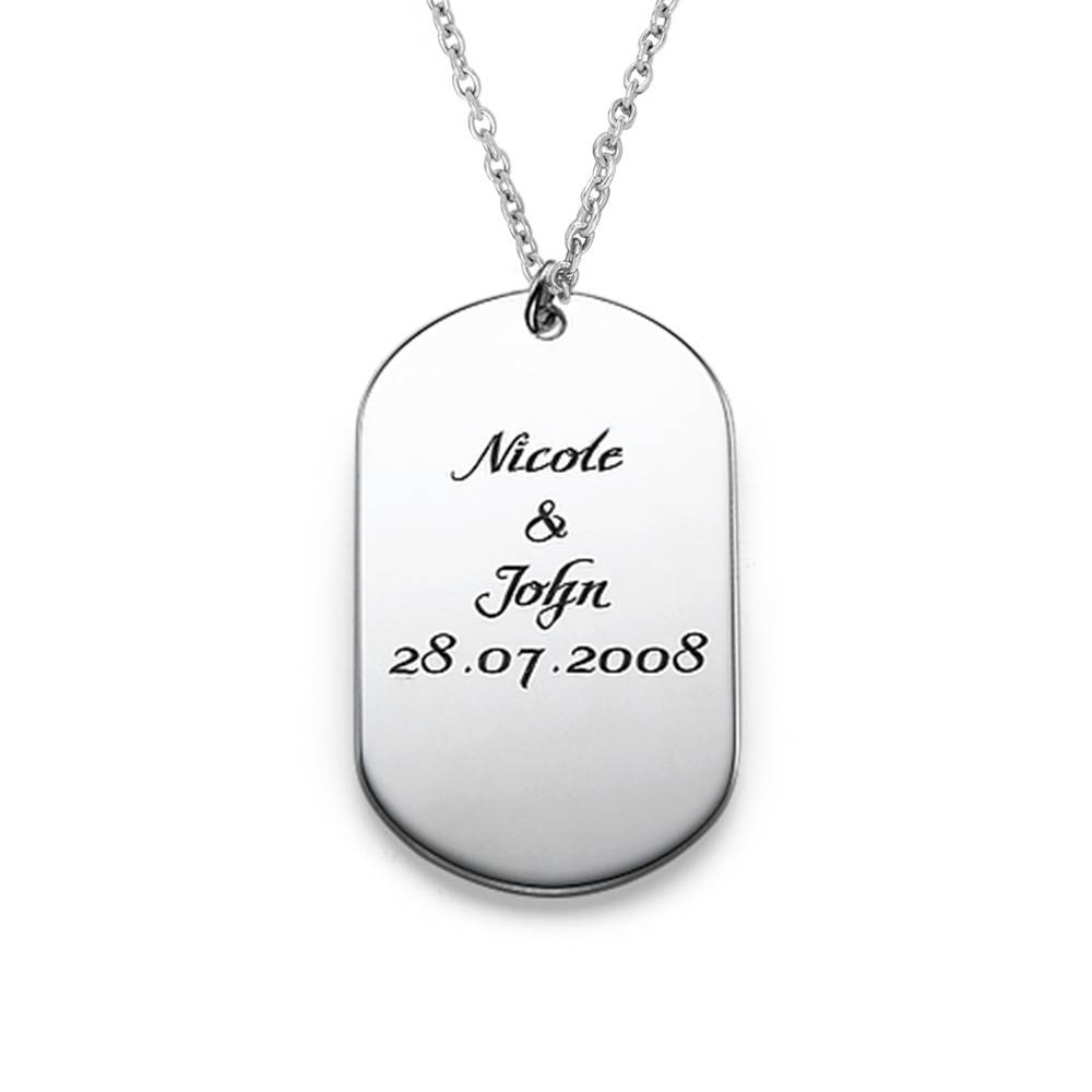 Custom Script Dog Tag Necklace in Sterling Silver-2 product photo