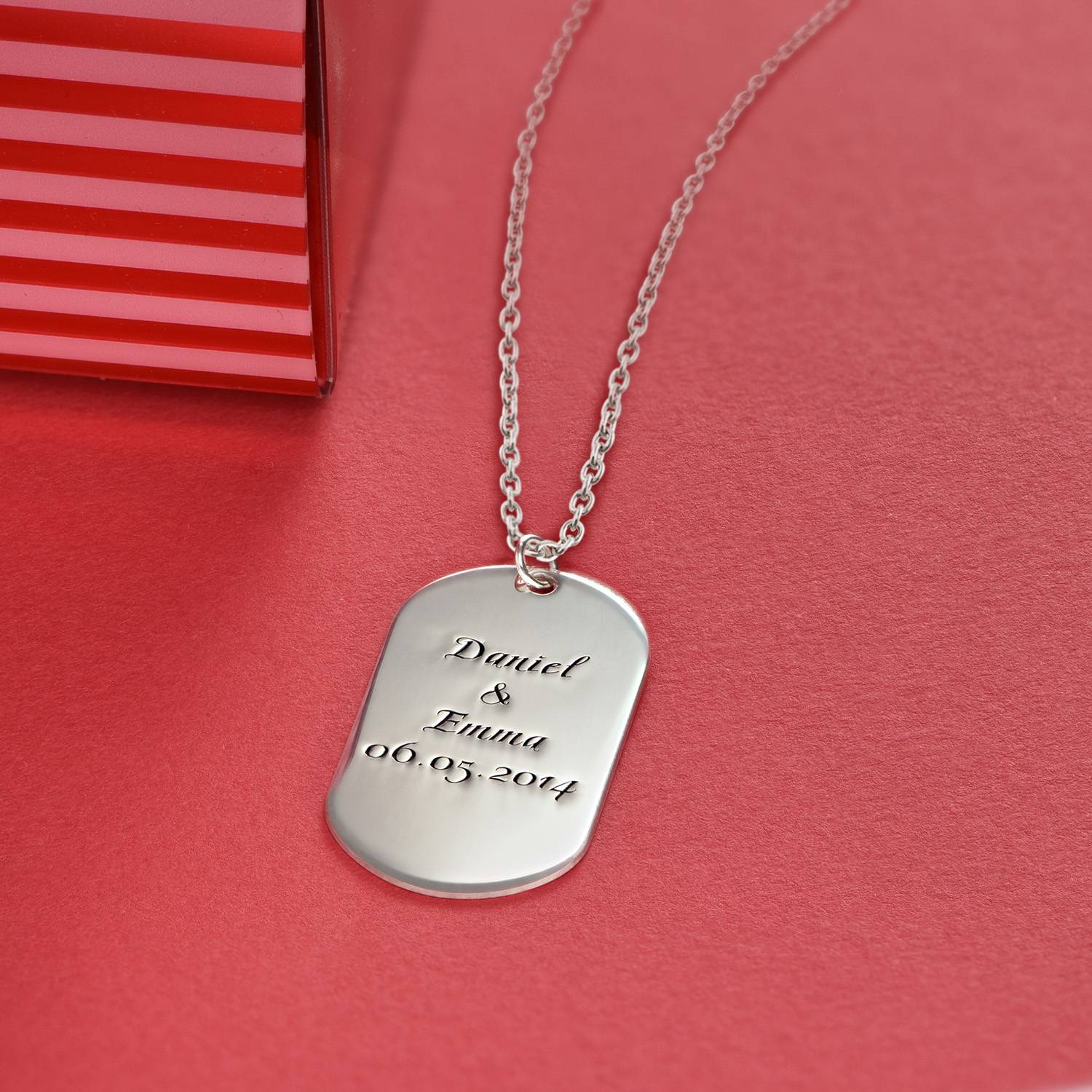 Custom Script Dog Tag Necklace in Sterling Silver-1 product photo