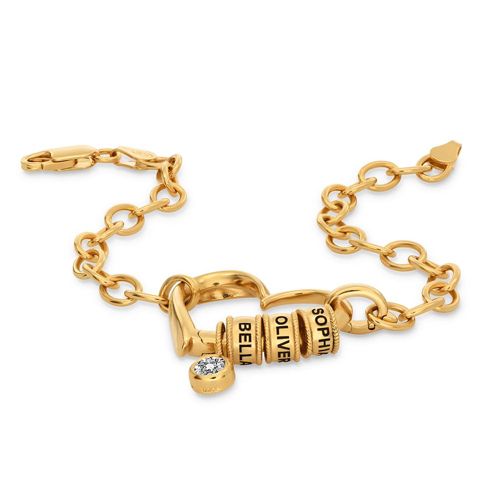 Delina Bracelet with Engraved Beads & 0.25CT Diamond in 18ct Gold Vermeil-2 Delina Bracelet with Engraved Beads & 0.25CT Diamond in 18ct Gold Vermeil-2 product photo