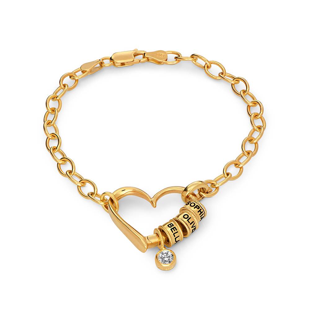 Delina Bracelet with Engraved Beads & 0.25CT Diamond in 18ct Gold Vermeil-4 Delina Bracelet with Engraved Beads & 0.25CT Diamond in 18ct Gold Vermeil-4 product photo