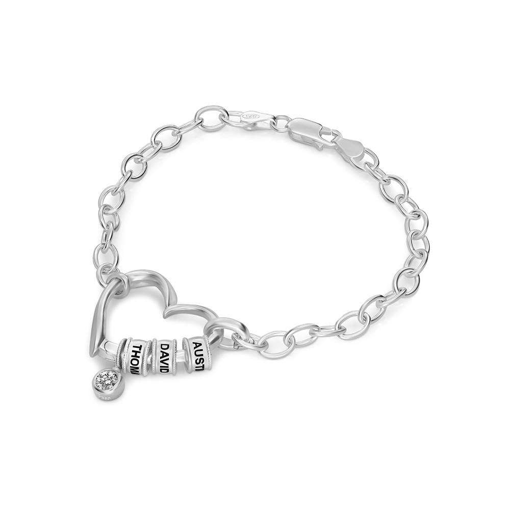 Delina Bracelet with Engraved Beads & 0.25CT Diamond in Silver Sterling-4 Delina Bracelet with Engraved Beads & 0.25CT Diamond in Silver Sterling-4 product photo