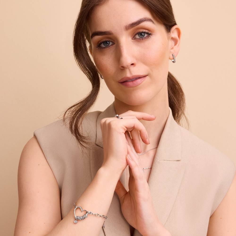 Delina Bracelet with Engraved Beads & 0.25CT Diamond in Silver Sterling-2 Delina Bracelet with Engraved Beads & 0.25CT Diamond in Silver Sterling-2 product photo