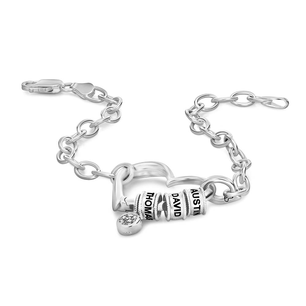 Delina Bracelet with Engraved Beads & 0.25CT Diamond in Silver Sterling-1 Delina Bracelet with Engraved Beads & 0.25CT Diamond in Silver Sterling-1 product photo