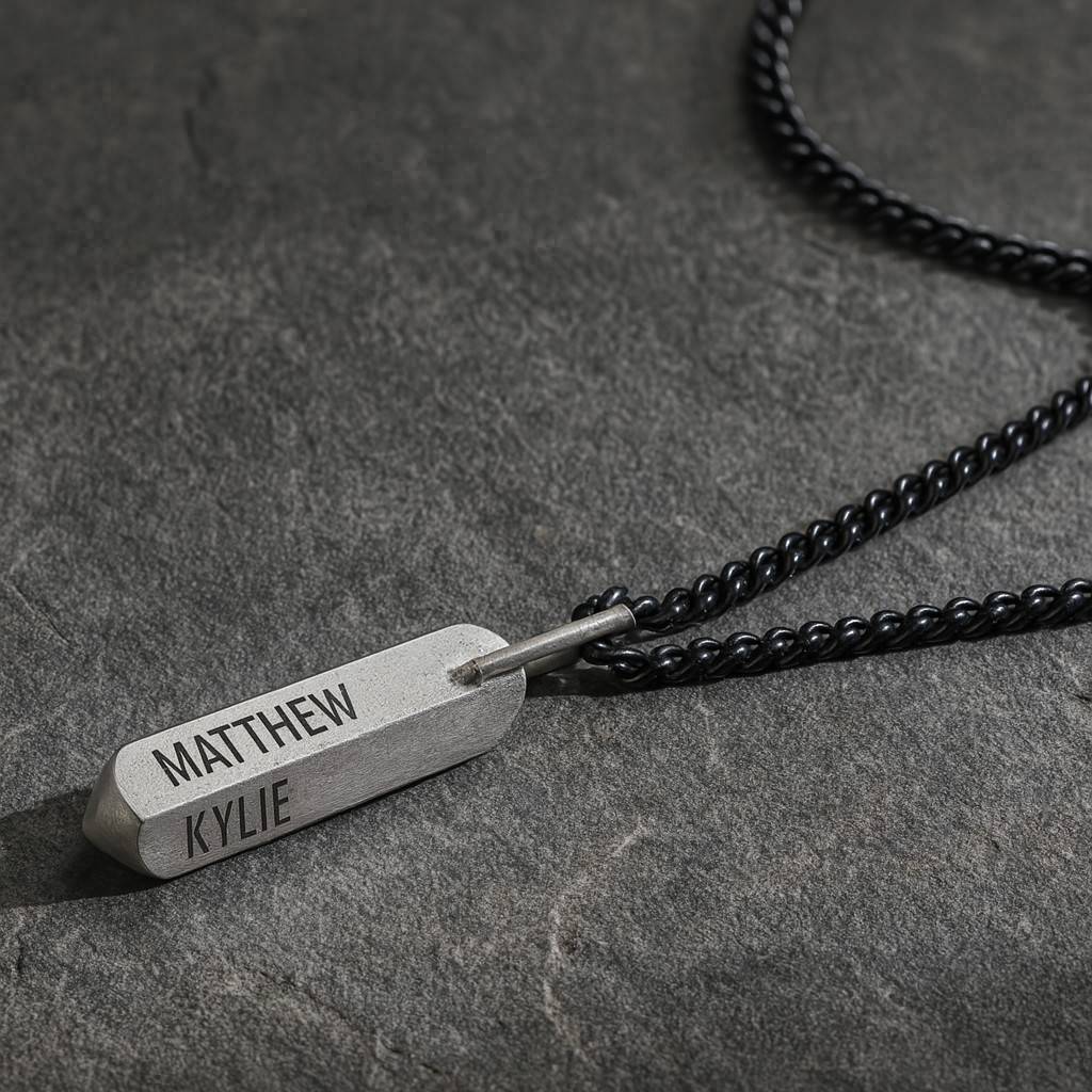 Vertical Bar Men Necklace in Silver-5 Vertical Bar Men Necklace in Silver-5 product photo