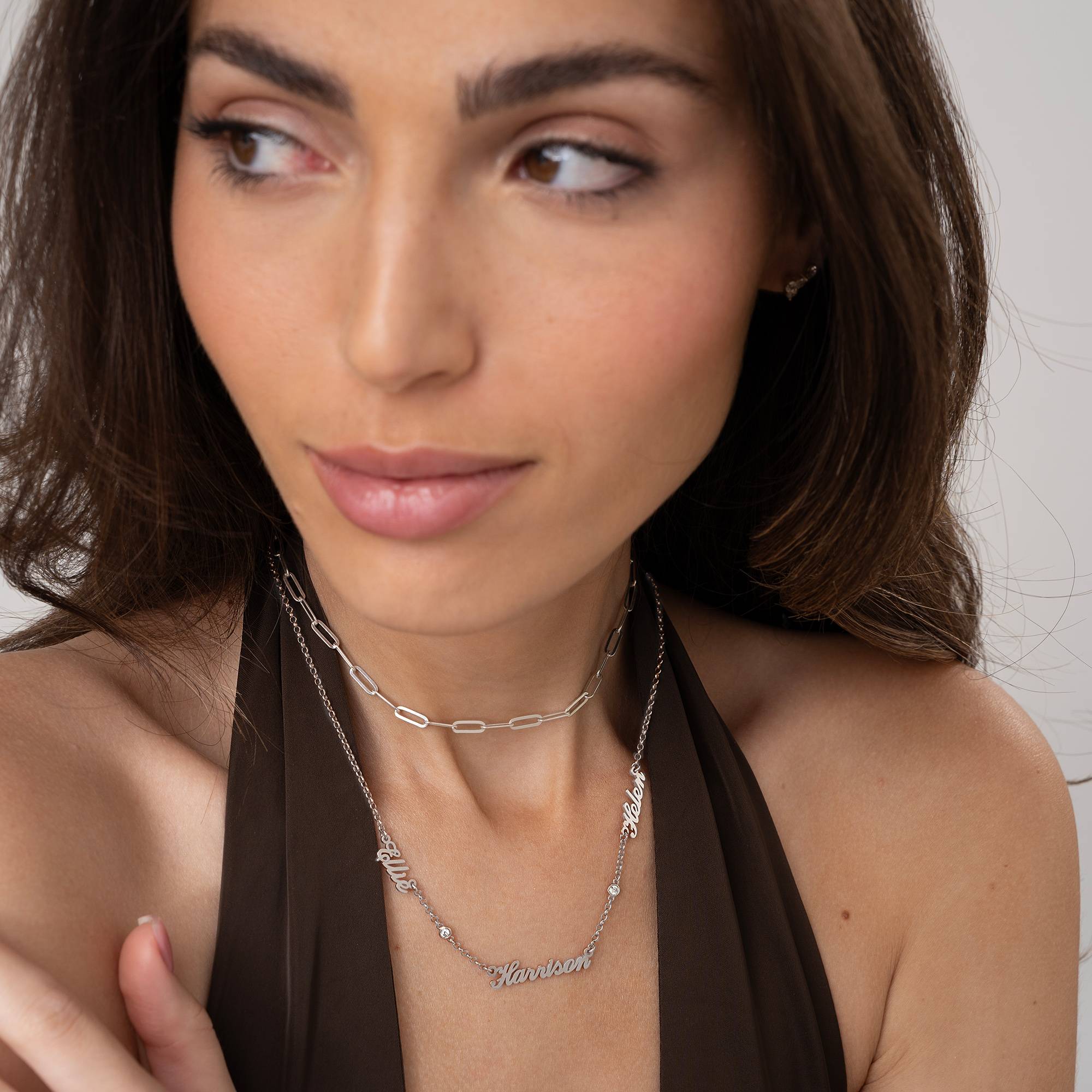 Heritage Multiple Name Necklace with Diamonds in Sterling Silver-3 product photo