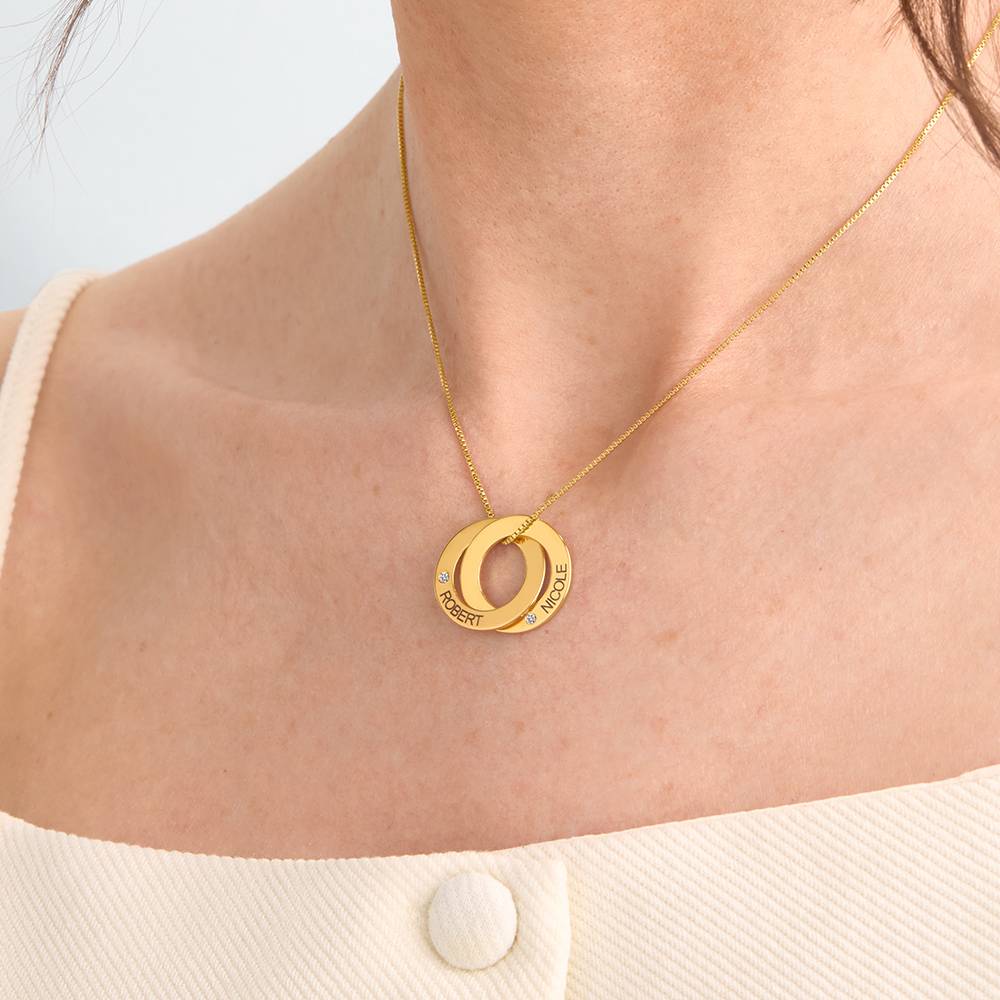 Russian Ring Necklace with 2 Rings and Diamonds in 18ct Gold Vermeil-1 Russian Ring Necklace with 2 Rings and Diamonds in 18ct Gold Vermeil-1 product photo