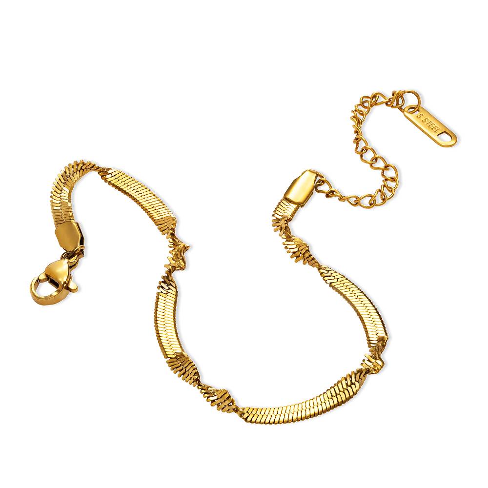 Effortless Twist Snake Chain Bracelet in Gold Plating-3 product photo