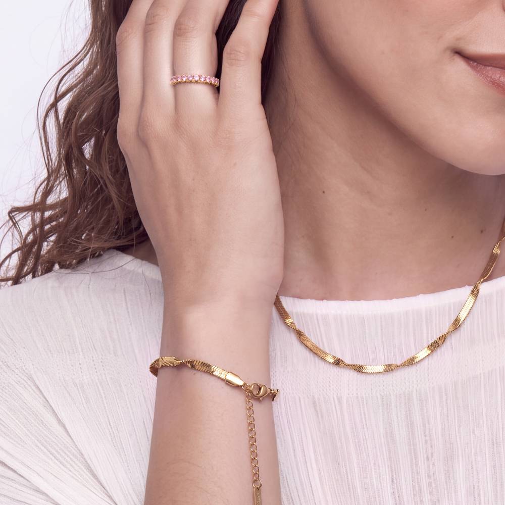 Effortless Twist Snake Chain Bracelet in Gold Plating-4 product photo