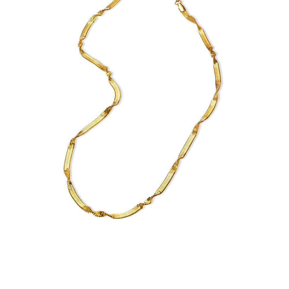 Effortless Twist Snake Chain Necklace in Gold Plating-3 product photo