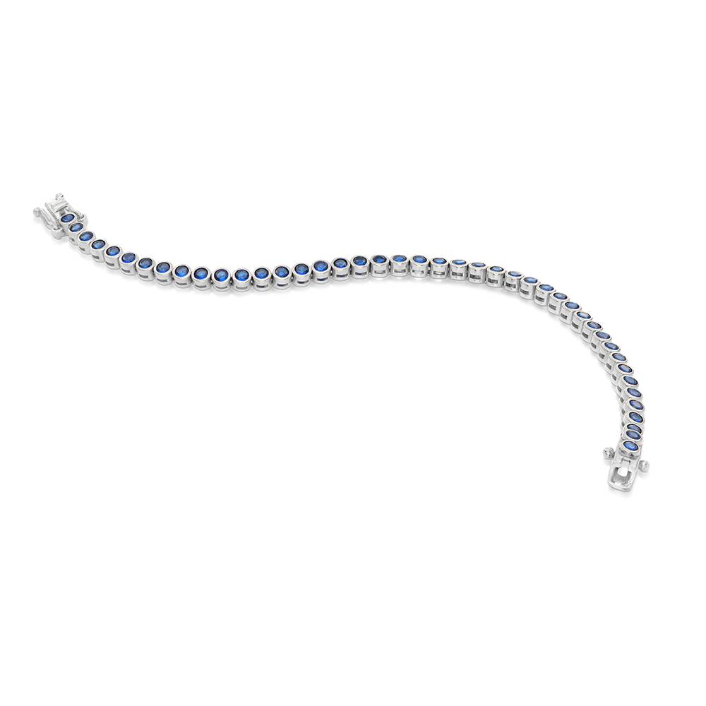 Endless Grace Tennis Bracelet in Silver with Round Blue Cubic Zirconia-2 product photo