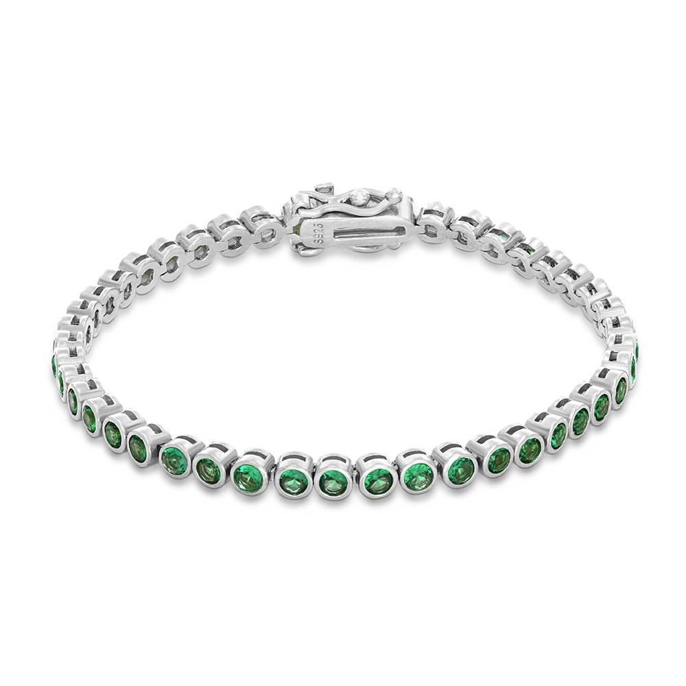 Endless Grace Tennis Bracelet in Silver with Round Green Cubic Zirconia-1 Endless Grace Tennis Bracelet in Silver with Round Green Cubic Zirconia-1 product photo