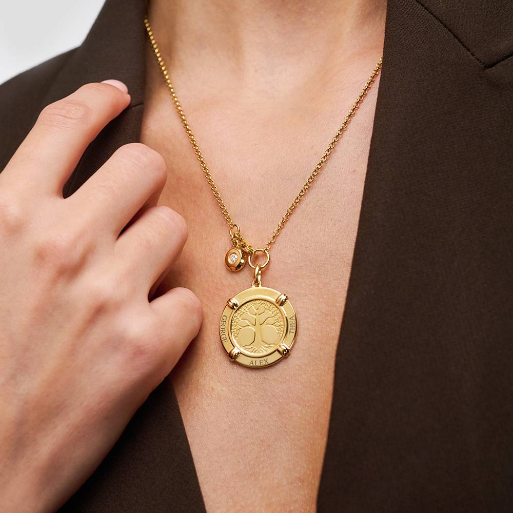 Family Roots Personalised Name Necklace with Diamond Charm in 18ct Gold Plating-2 product photo