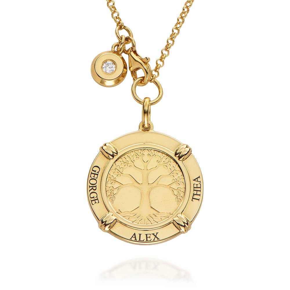 Family Roots Personalised Name Necklace with Diamond Charm in 18ct Gold Vermeil-2 product photo