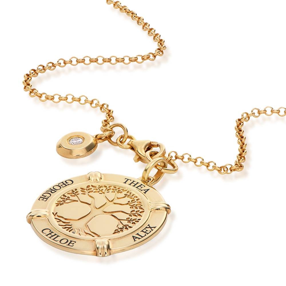Family Roots Personalised Name Necklace with Diamond Charm in 18ct Gold Vermeil-1 product photo
