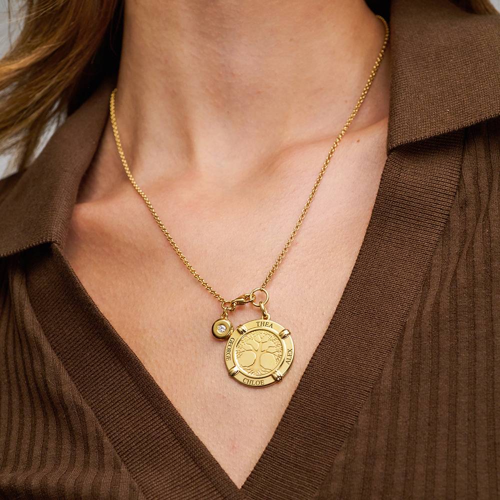 Family Roots Personalised Name Necklace with Diamond Charm in 18ct Gold Vermeil-3 product photo