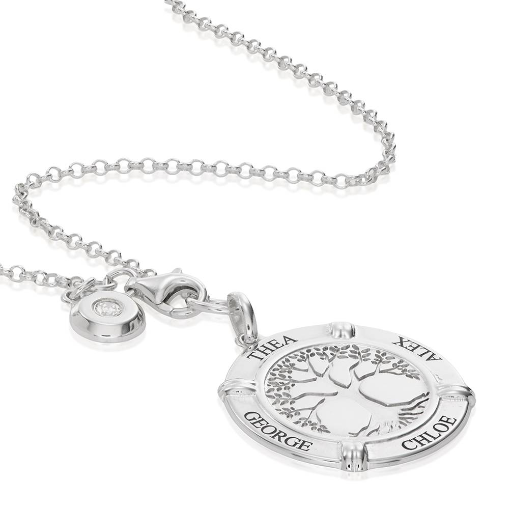 Family Roots Personalised Name Necklace with Diamond Charm in 925 Sterling Silver-1 product photo