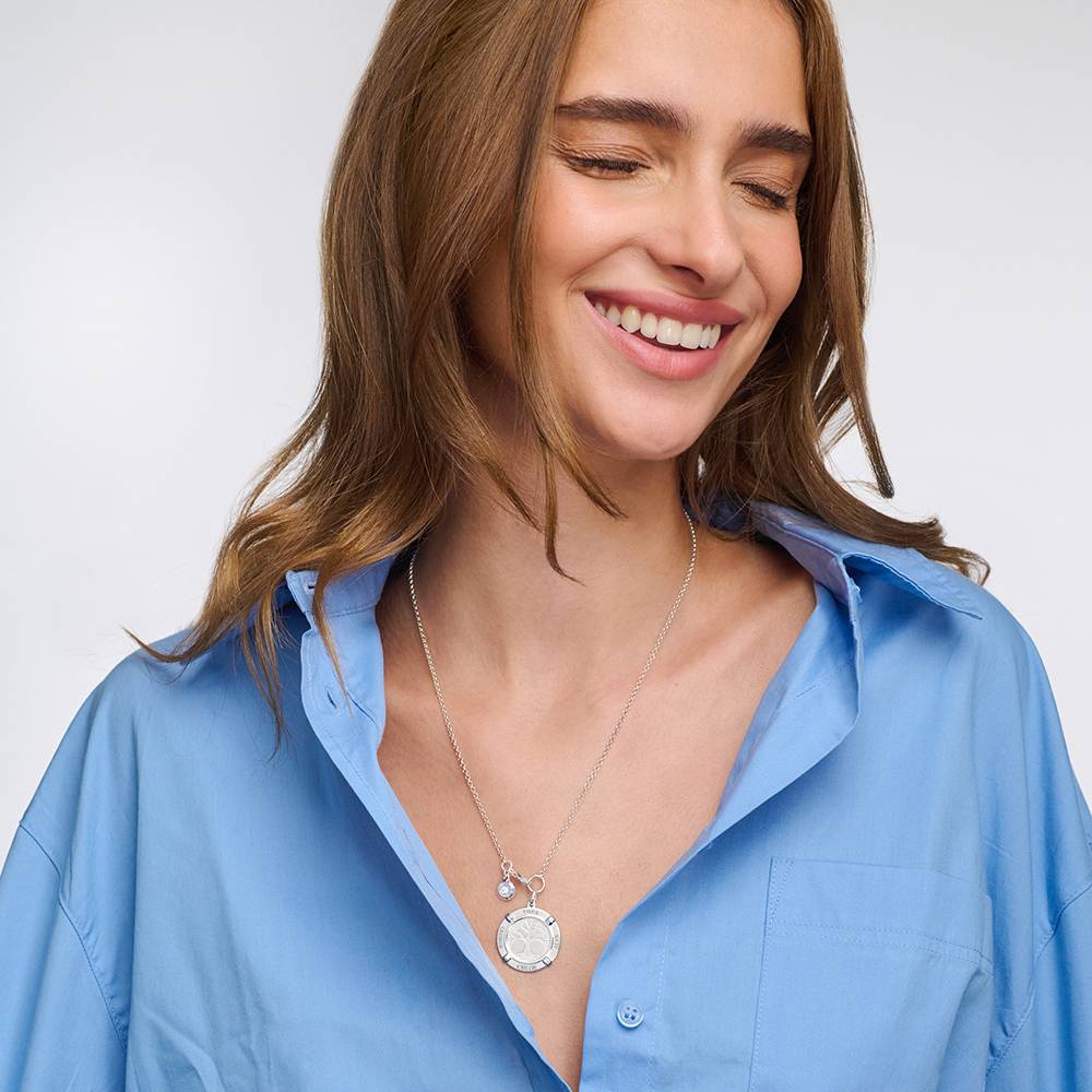 Family Roots Personalised Name Necklace with Diamond Charm in 925 Sterling Silver-4 product photo