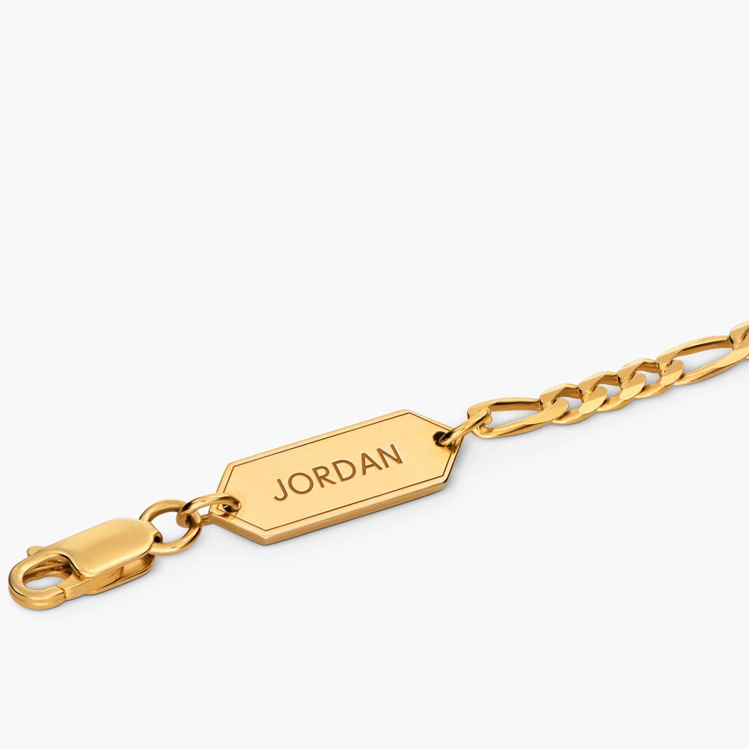 Engraved Figaro Bracelet 3mm in Gold Plating-3 product photo