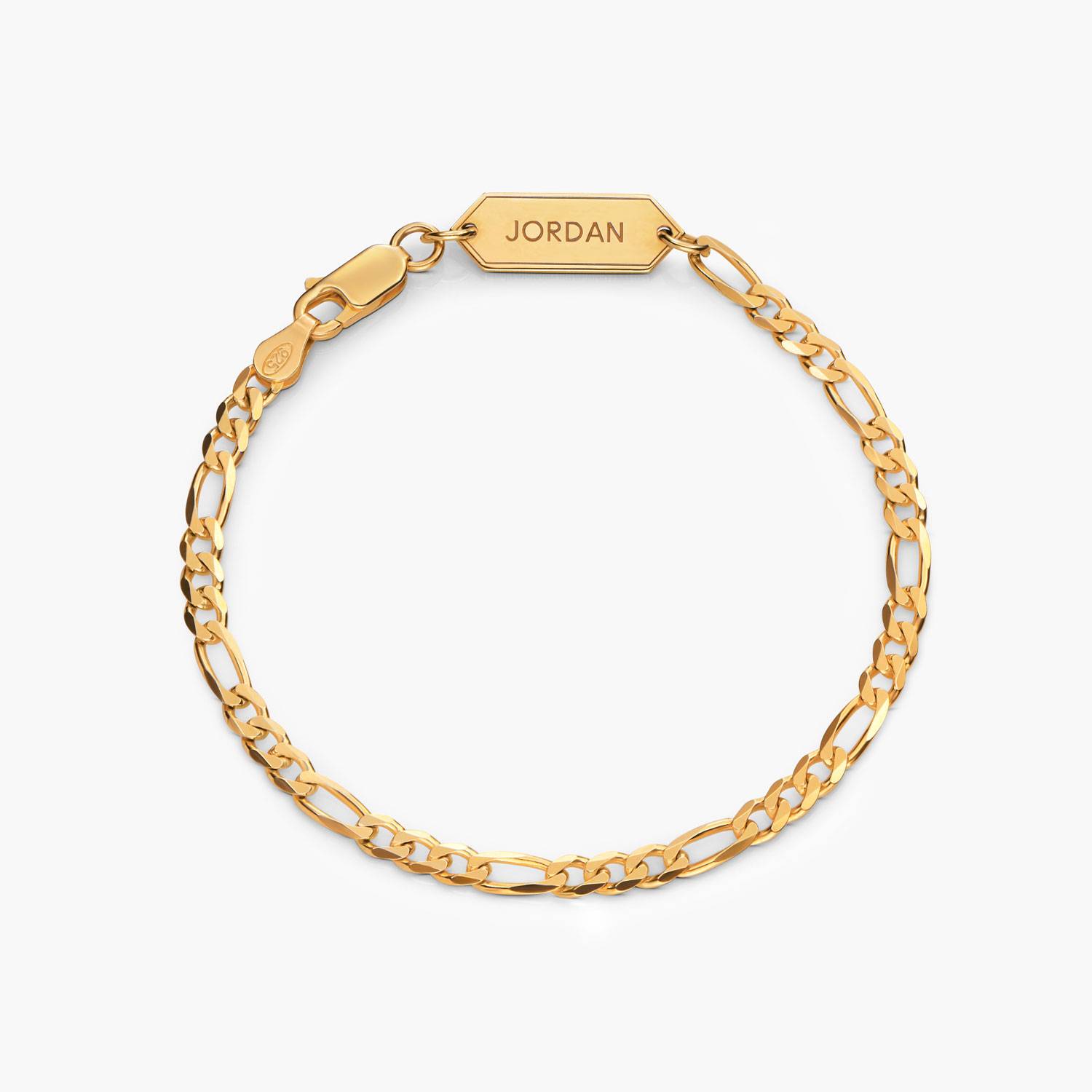 Engraved Figaro Bracelet 3mm in Gold Plating-1 product photo