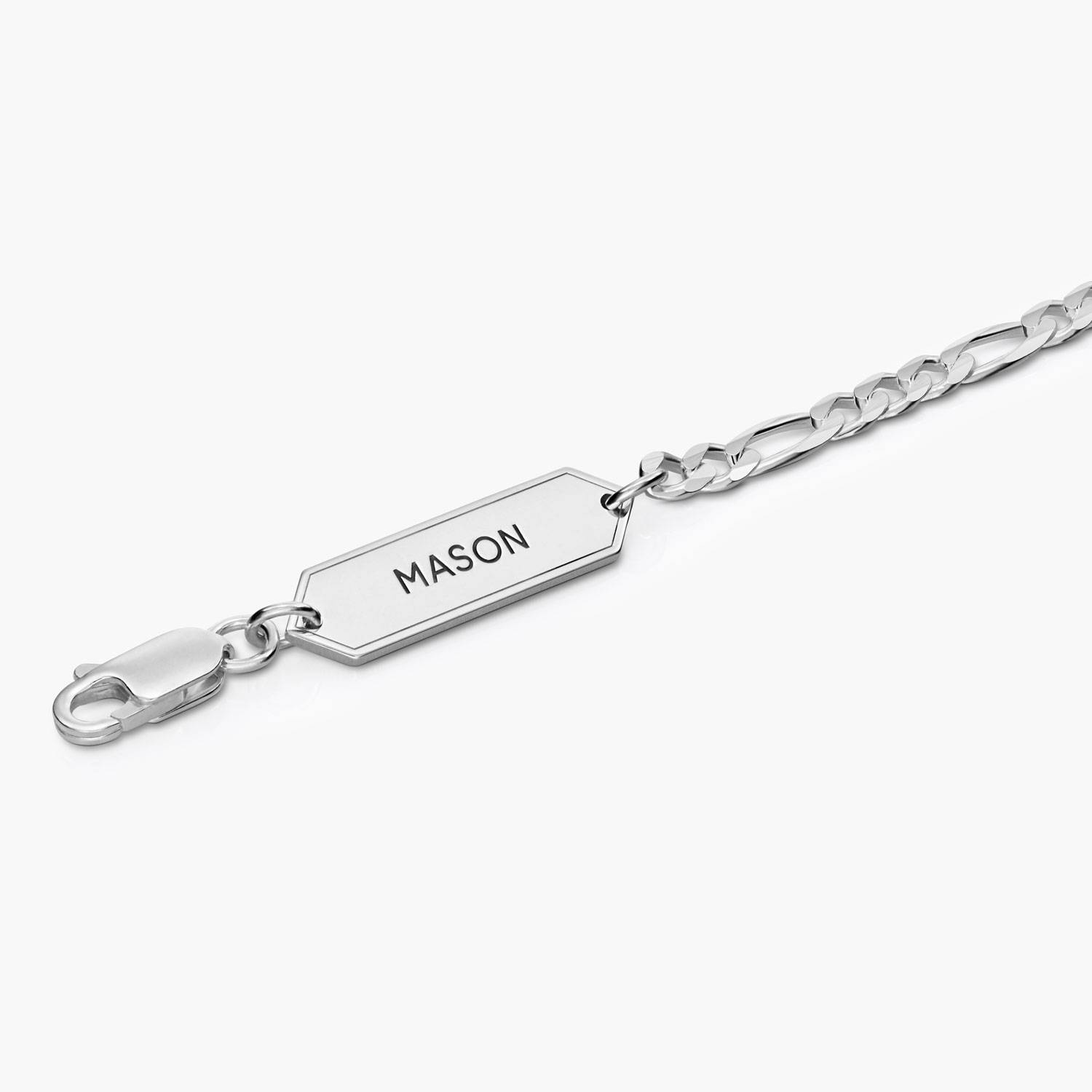 Engraved Figaro Bracelet 5mm in Stainless Steel-2 Engraved Figaro Bracelet 5mm in Stainless Steel-2 product photo